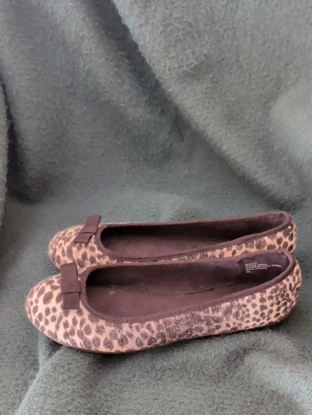 Dress Barn Leopard-Print Ballet Flats with Bow - Tan/Black